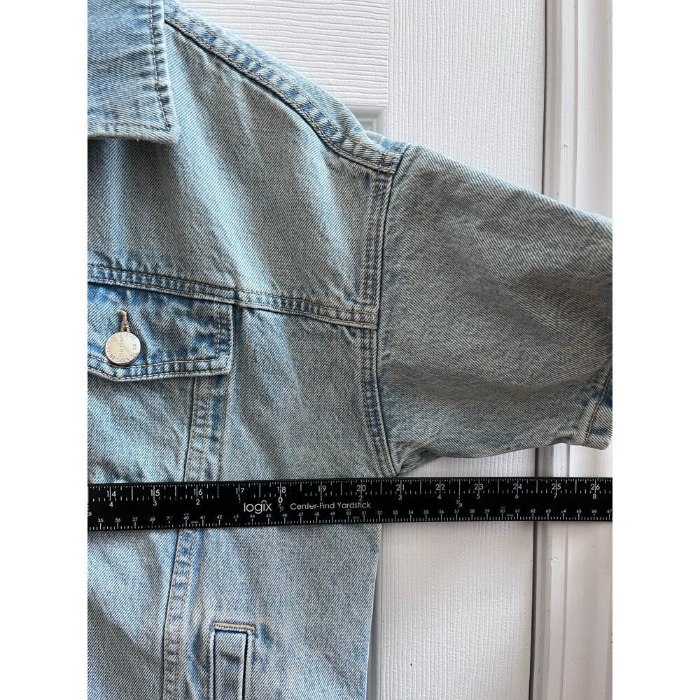 Current Elliot Rolled Short Sleeve Denim Trucker Jacket Oversized Size 0 USA - Picture 9 of 12